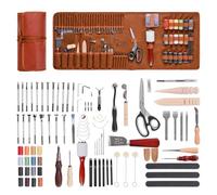 VEVOR Leather Working Tools Kit, 92 PCS Leather Craft Tools with Portable Leather Storage Bag, Engraving Punching Sewing Stamping Sanding Tools, Ideal for Beginners DIY Enthusiasts and Professionals