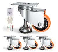 VEVOR Leveling Casters, Set of 4, 720 lbs Total Load Capacity, 3 inches Diameter, Heavy Duty 360 Degree Swivel Caster Wheels, Adjustable Casters with