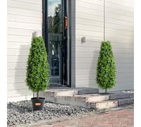 Vevor Lifelike Artificial Boxwood Topiary Trees 36 Inch Tall Set Of 2 With Pot And Extra Leaves For Indoor Outdoor Decor