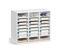 VEVOR Literature Organizer, 24 Compartments Office Mailbox with Adjustable Shelves, Wooden Mailbox Sorter Medium Density Fiberboard Office Home Classroom Storage for Files, Documents, Papers, White