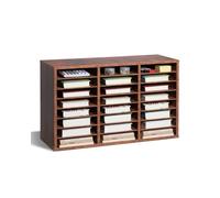 VEVOR Literature Organizer, 24 Compartments Office Mailbox with Removable Shelves, Wooden Mailbox Sorter Particle Board Office Home Classroom Storage, File Sorter for Documents, Papers, Dark Brown