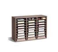 VEVOR Literature Organizer, 27 Compartments Office Mailbox with Removable Shelves, Wood Mailbox Sorter Particle Board Office Home Classroom Storage, File Sorter for File, Document, Paper, Black-Grey