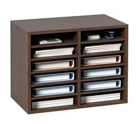 VEVOR Literature Organizers, 12 Compartments Office Mailbox with Adjustable Shelves, Wood Literature Sorter 20.4x12x16.1 inches for Office, Home, Classroom, Mailrooms Organization, EPA Certified Brown