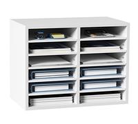 VEVOR Literature Organizers, 12 Compartments Office Mailbox with Adjustable Shelves, Wood Literature Sorter 20.4x12x16.1 inches for Office, Home, Classroom, Mailrooms Organization, EPA Certified White