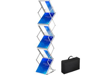 VEVOR Literature Rack, 6 Pockets, Pop up Aluminum Magazine Rack, Lightweight Catalog Holder Stand w/Carrying Bag for Hotel, Trade Show, Exhibition,