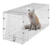 VEVOR Live Animal Cage Trap, 42" x 16" x 18" Humane Cat Trap Galvanized Iron, Folding Animal Trap with Handle for Stray Dogs, Armadillos, Raccoons, Marmots, Foxes