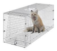 VEVOR Live Animal Cage Trap, 50" x 20" x 26" Humane Cat Trap Galvanized Iron, Folding Animal Trap with Handle for Stray Dogs, Armadillos, Raccoons, Ma