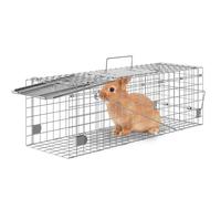 VEVOR Live Animal Cage Trap, 61 x 20.3 x 20.3 cm Humane Cat Trap Galvanized Iron, Folding Animal Trap with Handle for Rabbits, Stray Cats, Squirrels,
