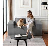 VEVOR Loveseat Sofa, 63-Inch 2-Seats Couch for Living Room, Modern Small Corduroy Couch with Pocket Springs, Soft Cushions, Comfy Loveseat for Bedroom, Office or Apartment, No Assembly Required, Gray