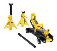 VEVOR Low Profile Floor Jack 2 Ton (4400 lbs), Heavy Duty Iron Hydraulic Racing Floor Jack, Hydraulic Car Jack with Jack Stands, Single Piston Quick Lift Pump, 4.6"-12.8" Height Lifting Range (Yellow)
