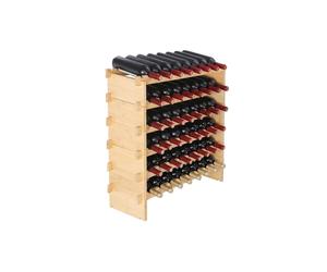 Vevor LSJJZZCPKD648GE34V0 48 Bottle Stackable Modular Wine Rack Bamboo Wood Display Shelf 6-Tier