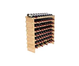 Vevor LSJJZZCPKD872TTK7V0 Bamboo Wood Display Shelf 8-Tier 72 Bottle Stackable Modular Wine Rack