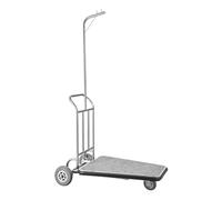 VEVOR Luggage Cart, 600 LBS Load Capacity, 3 Wheel Stainless Steel Bellman Cart, Valet Cart with Grey Carpeted Deck and Rubber Wheels, Ideal for Convention Centers, Hotels, Rental Properties, Silver