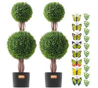 VEVOR Lush Faux Boxwood Topiary Tree 36 Inch UV Rated 2 Set Artificial Tree in Green VEVOR Green