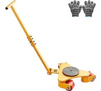 VEVOR Machinery Skate Dolly, 6614 LBS/3T Industrial Machinery Mover with Handle, Carbon Steel Machinery Moving Skate with 3 360° Swivel PU Wheels, 360° Rotation Non-Slip Cap for Warehouse, Workshop