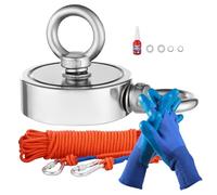 VEVOR Magnet Fishing Kit, 1000 LBS/454 Kg Double-Sided Pulling Force Strong Magnet Fishing Kit, Rare Earth Neodymium Magnetic Fishing Kit Includes Grappling Hook, Heavy Duty Rope, Gloves and Eyebolt