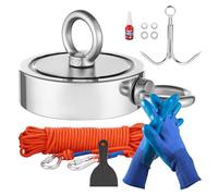 VEVOR Magnet Fishing Kit, 1700 LBS/771 Kg Double-Sided Pulling Force Strong Magnet Fishing Kit, Rare Earth Neodymium Magnetic Fishing Kit Includes Grappling Hook, Heavy Duty Rope, Gloves and Eyebolt
