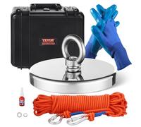 VEVOR Magnet Fishing Kit, 2000 LBS/907 Kg Single-Sided Pulling Force, Rare Earth Neodymium Magnetic Fishing Kit, Includes Grappling Hook, Heavy Duty Rope, Gloves, Eyebolt, Carry Case