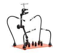 VEVOR Magnetic Helping Hands Soldering Station, 4 Flexible Arms Third Hand Tool, with 6 PCB Pillar Holders & 360 Hot Air Gun Holder, Heavy-Duty Base Soldering Helper for Electronic Repair Craft