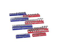 VEVOR Magnetic Socket Organizer Set, 8PCS Socket Holder, 1/4'', 3/8'' & 1/2'' Metric SAE Socket Trays with Clear Labels, Hold up to 199PCS Standard & Deep Sockets, Blaue & Red (Sockets Not Included)