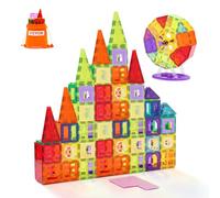 VEVOR Magnetic Tiles, 180 PCS Magnetic Building Blocks for Kids, Magnet Building Set with 2 Car Bases & Ferris Wheel Stand, STEM Educational Construction Stacking Toys for Toddlers Boys Girls Aged 5+