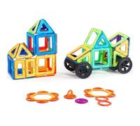 VEVOR Magnetic Tiles, 62 PCS Magnetic Building Blocks for Kids, Magnet Building Set with Wheel Groups, STEM Sensory Educational Construction Stacking Toys Gift for Toddlers Boys and Girls 4+ Year Old