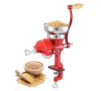 VEVOR Manual Grain Mill with Low Funnel, Hand Crank Corn Grinder, Heavy Duty Cast Iron Wheat Grinder with Stable Table Clamp and Dust Cover for Cereals, Spices, Coffee Beans, Nuts