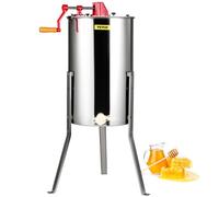 VEVOR Manual Honey Extractor, 3 Frames Honey Spinner Extractor, Stainless Steel Beekeeping Extraction, Honeycomb Drum Spinner with Lid, Apiary Centrifuge Equipment with Height Adjustable Stand
