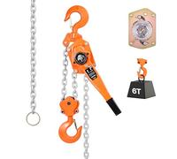 VEVOR Manual Lever Chain Hoist, 6T 6000KG Capacity Heavy Duty Come Along, 3M Lift G80 Alloy Steel Chain With Dual Pawl Mechanical Brake, 360° Rotating Hooks, for Warehouse Construction Garage
