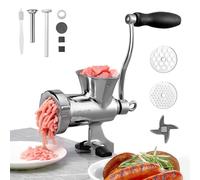 VEVOR Manual Meat Grinder, 304 Stainless Steel Hand Crank Meat Mincer with Steel Table Clamp, Sausage Stuffer with 2 Cutting Plates & Sausage Tube, Food Grinder for Beef Chili Pork Kitchen Tabletop