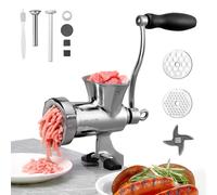 VEVOR Manual Meat Grinder, 304 Stainless Steel Hand Crank Meat Mincer with Steel Table Clamp, Sausage Stuffer with 2 Cutting Plates & Sausage Tube, Food Grinder for Beef Chili Pork Kitchen Tabletop