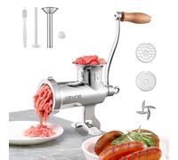 VEVOR Manual Meat Grinder, All Parts Stainless Steel, Hand Operated Meat Grinding Machine with Tabletop Clamp, 2 Grinding Plates & Sausage Stuffer, Ideal for Home Kitchen Restaurant Butcher’s Shop