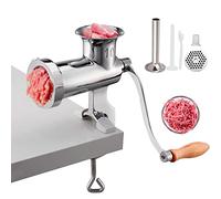 VEVOR Manual Meat Grinder, All Parts Stainless Steel, Hand Operated Meat Grinding Machine with Tabletop Clamp, 2 Grinding Plates & Sausage Stuffer, Id