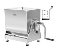 VEVOR Manual Meat Mixer, 15 Pound Capacity Tilt Tank Meat Mixer, Stainless Steel Meat Processing Equipment, Sausage Mixer Machine with Lid and Handle, Ground Beef Hand Mixer, Silver