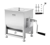 VEVOR Manual Meat Mixer, 30L Fixed Tank - Heavy Duty Stainless Steel Hand Mixer for Ground Beef & Sausage, Max 20.4 kg Mixing Meat Capacity, with Gear Box and Lid Handle