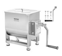 VEVOR Manual Meat Mixer, 40L Fixed Tank - Heavy Duty Stainless Steel Hand Mixer for Ground Beef & Sausage, Max 27.2 kg Mixing Meat Capacity, with Gear Box and Lid Handle