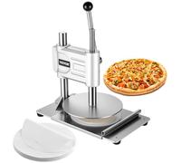 VEVOR Manual Pizza Dough Press Machine, 9.5 inch Pizza Pastry Press Plate, Stainless Steel Bread Presser, Commercial Chapati Sheet Crust Maker, Forming Machine with Handle and 100 Pcs Parchment Paper