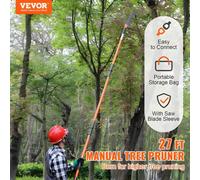 Vevor Manual Pole Saw 2.2 To 8.2 M Extendable With Sharp Steel Blade And Lightweight 2.4 M Fiberglass Handle For Tree Pruning