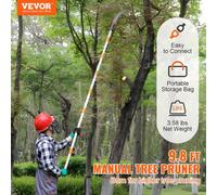 Vevor Manual Pole Saw 4.6 To 9.8 Ft Extendable With Sharp Steel Blade And Lightweight Aluminum Alloy Handle For Tree Pruning