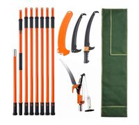 VEVOR Manual Pole Saw, 7.3-27 ft Extendable Tree Pruner, Sharp Steel Blade and Scissors High Branches Trimming, Branch Trimmer with Lightweight 8 Fiberglass Handles, for Pruning Palms and Shrubs