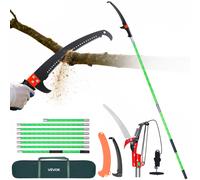 VEVOR Manual Pole Saw, 118-809.3 cm Extendable Pole Tree Pruner with Scissors, Sharp 65Mn Steel Blade, Lightweight Fiberglass Handle Pole, for High Branch Trimming, Pruning Tool for Palms and Shrubs