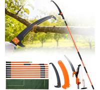 VEVOR Manual Pole Saw, 7.3-27 ft Extendable Tree Pruner, Sharp Steel Blade and Scissors High Branches Trimming, Branch Trimmer with Lightweight 8 Fiberglass Handles, for Pruning Palms and Shrubs