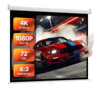 VEVOR Manual Projector Screen 1829 mm 4:3 4K Wall Mounted Projection Screen