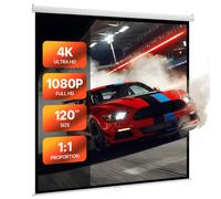 VEVOR Manual Projector Screen 3048 mm 1:1 4K Wall Mounted Projection Screen