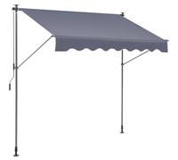 VEVOR Manual Retractable Awning, 118" Outdoor Retractable Patio Awning Sunshade Shelter, Adjustable Patio Door Window Awning Canopy with 39" Sun Shade Curtain for Backyard, Garden, Balcony