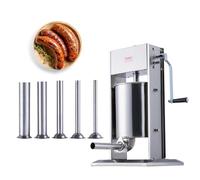 VEVOR Manual Sausage Stuffer, 10 L / 22 LBS Vertical Sausage Machine, Dual-Speed Meat Stuffer, Made of Food-Grade 304 Stainless Steel, Includes 5 Stuffing Tubes, for Home Kitchen Restaurant Commercial