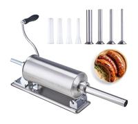 VEVOR Manual Sausage Stuffer, 2.5 L / 6 LBS Horizontal Sausage Machine with U-Type Clamp, Made of Food-Grade Stainless Steel, Includes 8 Stuffing Tubes, for Home Kitchen Restaurant Commercial
