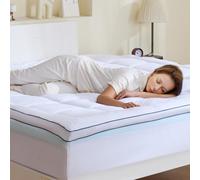 VEVOR Mattress Topper, King Size, 101.6 mm Thickness, Memory Foam, Fiber Fill, Detachable & Washable, Ergonomically Designed for Pressure Relief, Comf