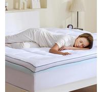 VEVOR Mattress Topper, King Size, 101.6 mm Thickness, Memory Foam, Fiber Fill, Detachable & Washable, Ergonomically Designed for Pressure Relief, Comf
