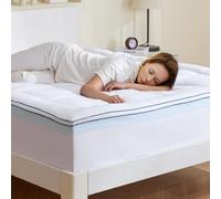 VEVOR Mattress Topper, Queen Size, 76.2 mm Thickness, Memory Foam, Fiber Fill, Detachable & Washable, Ergonomically Designed for Pressure Relief, Comf